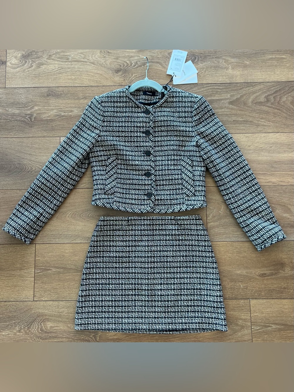 Theory Shale Multi Tweed Jacket & Skirt Set 0